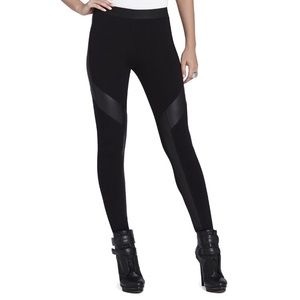 BCBG black leggings with faux leather details